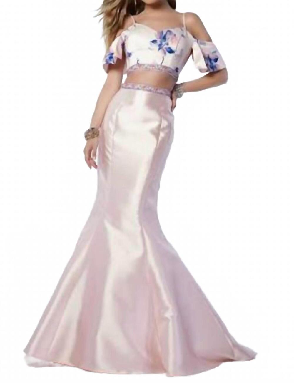 NEW ALYCE PARIS off shoulder mermaid maxi dress in crystal print